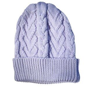 Adrienne Landau Cable Knit Beanie Hat Pale Purple Kids Unisex NWT